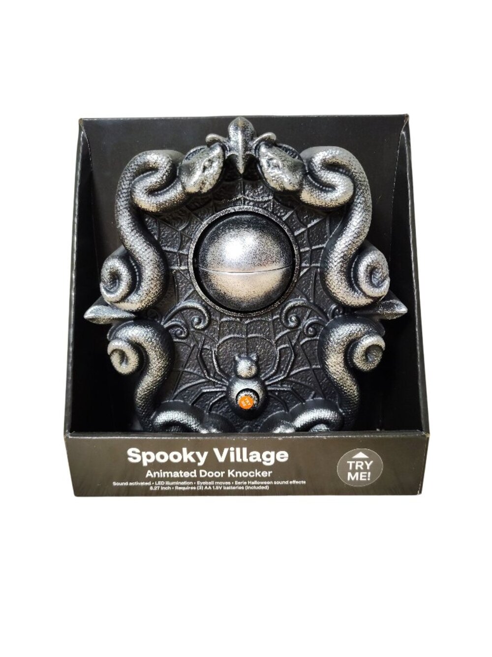 Spooky Village Animated Door Knocker Light Up Sound Halloween Decor Prop New